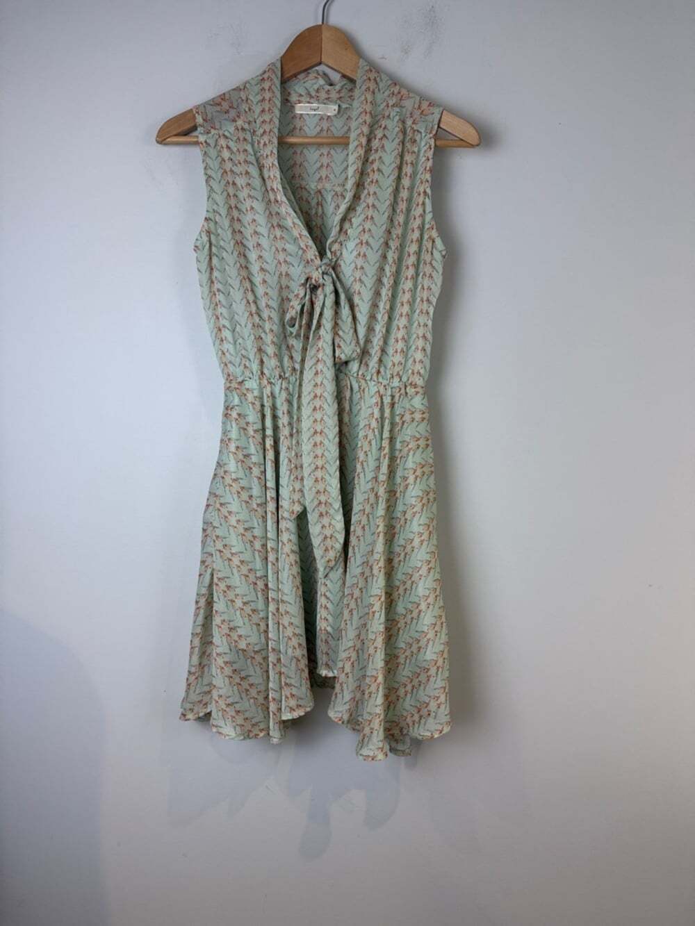 Hazel Mint and Coral Bird Print Mini Dress
